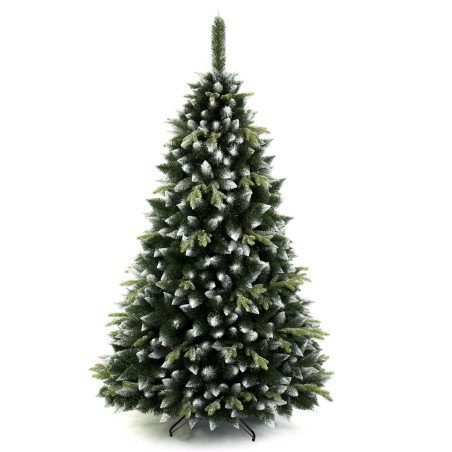 Silver Pine Christmas tree, 3 types of branches each in its own unique shade of green needles and snow effect. Bushy and Thick