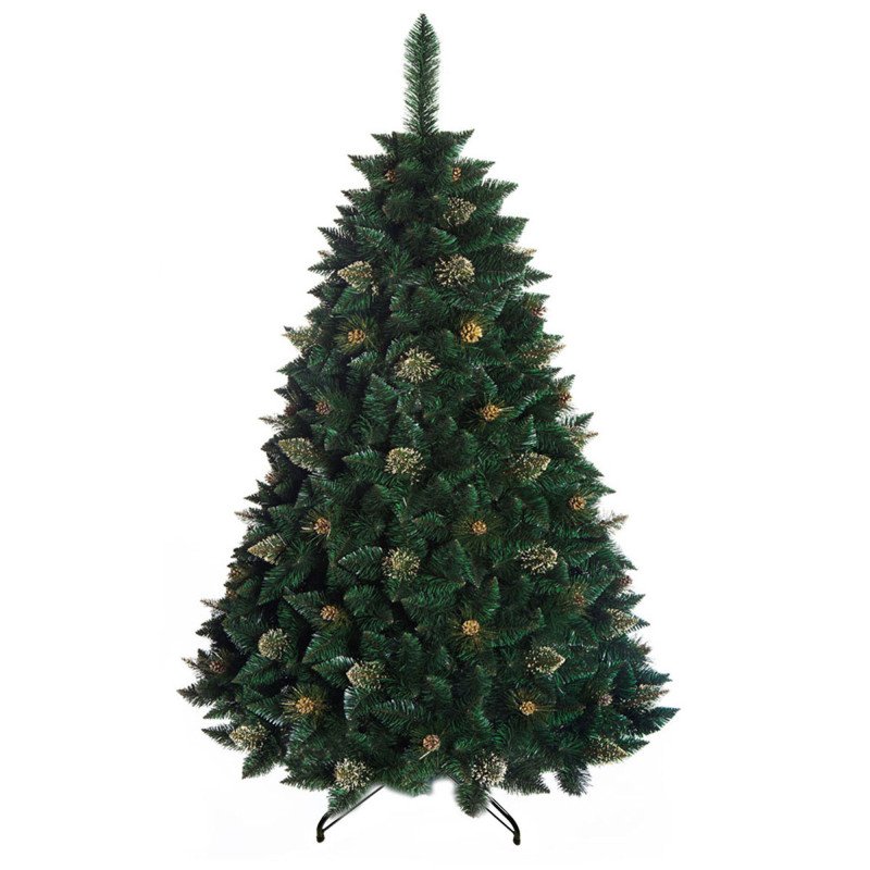 Gold Pine Christmas tree, with real natural cones, Gold Snow, and Gold crystals